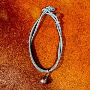 Baroque pearl choker on blue cord. NWOT.